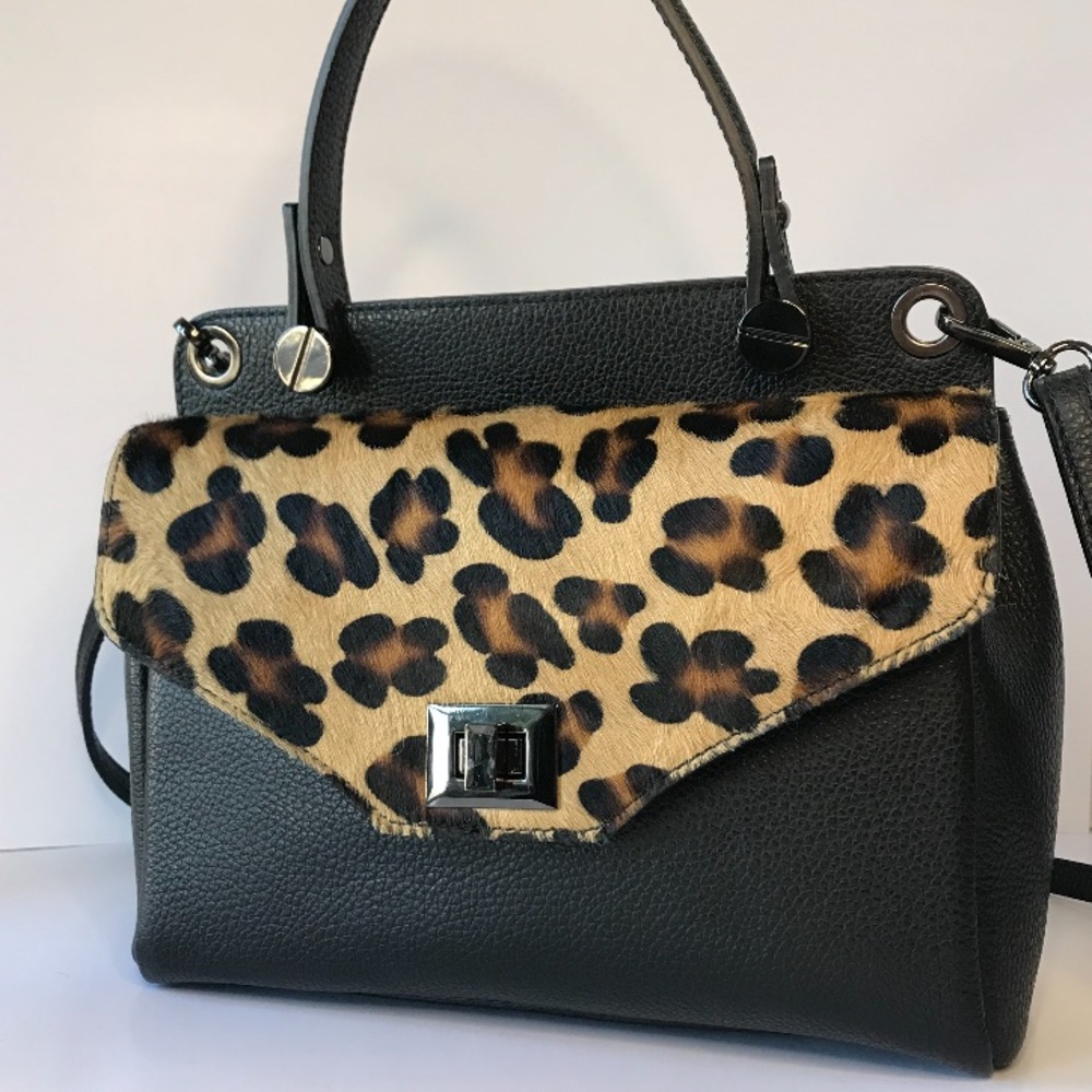 Luana Ferracuti Leopard Print Leather Handbag